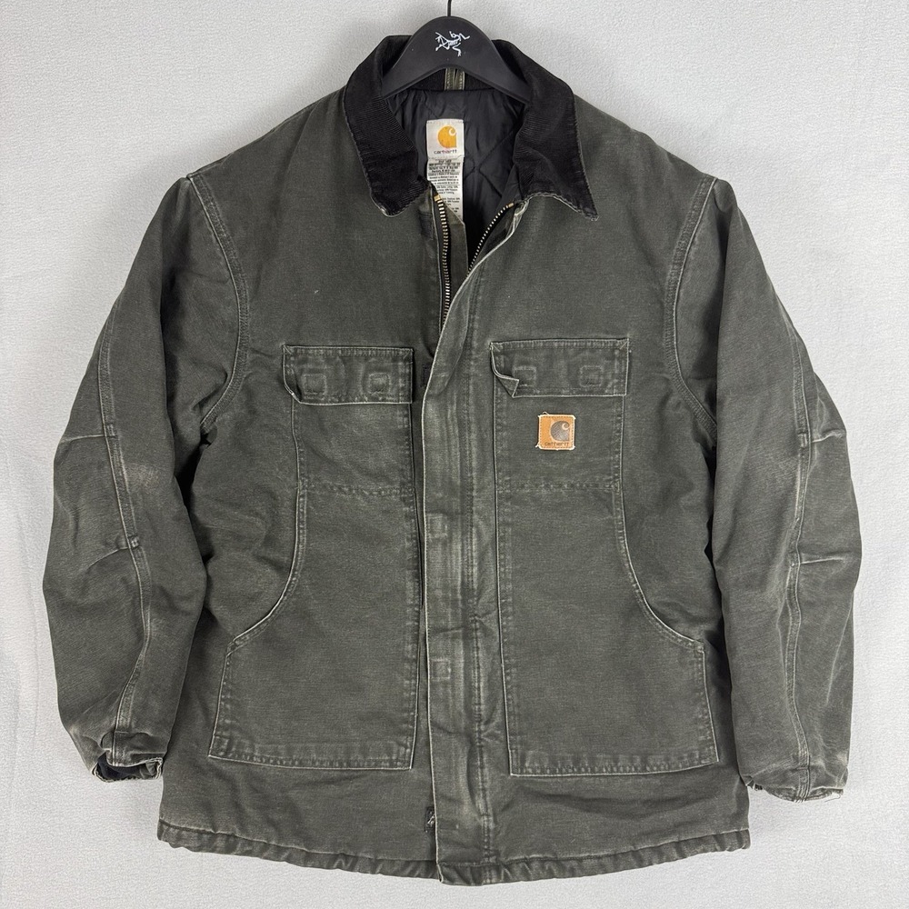 Y2K Vintage Carhartt Mens XL Tall Jacket C26 MOS Quilt Lined Faded Gray Corduroy